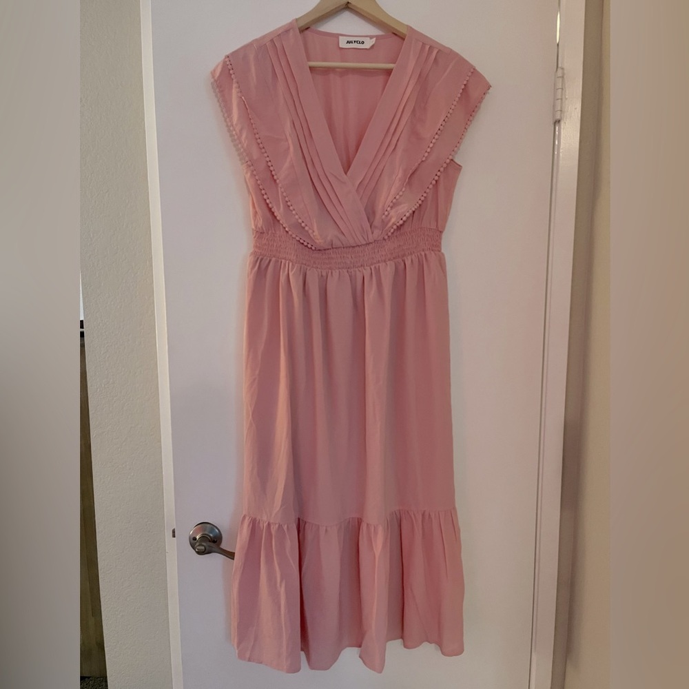 NWOT JULYCLO Bubblegum Pink Midi Dress - Women’s Large